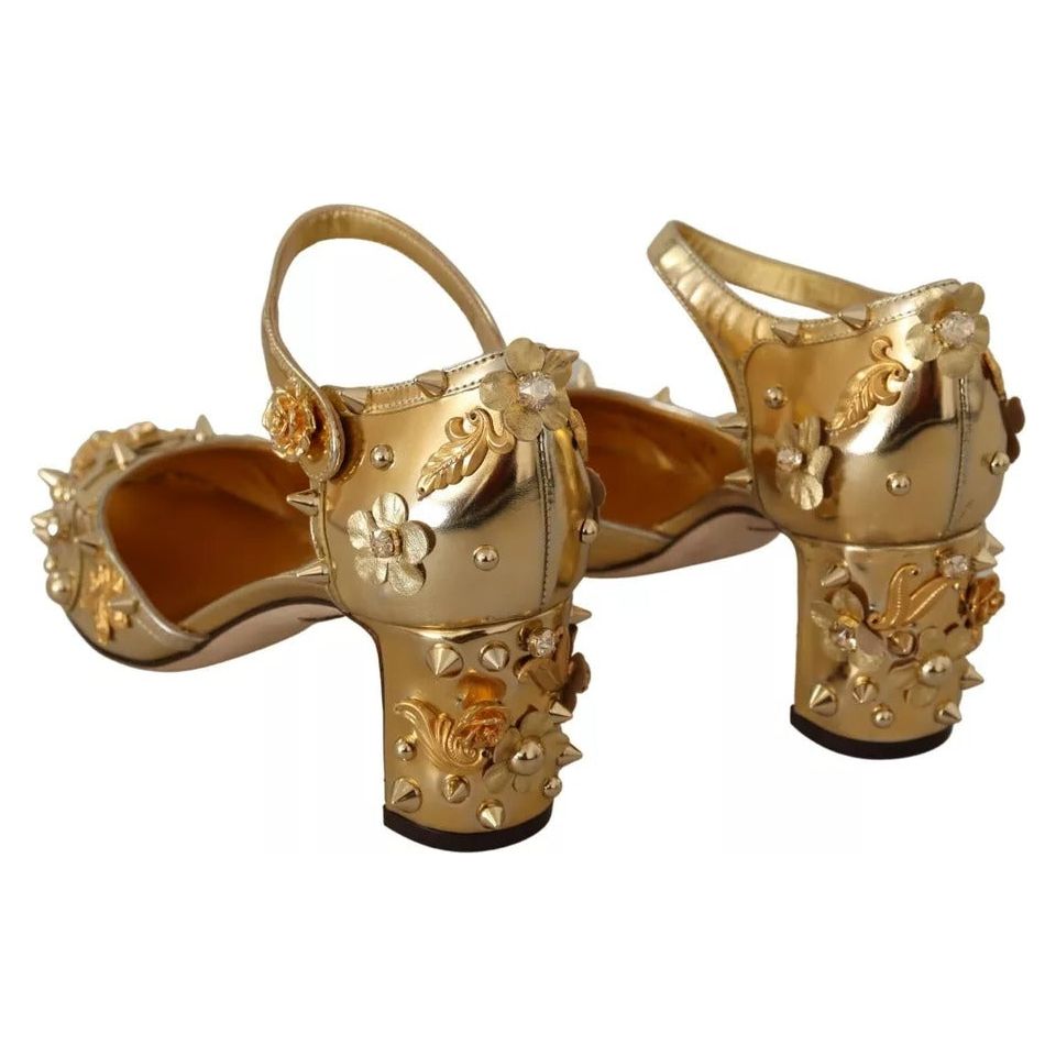 Dolce & Gabbana Gold Studs Vally Slingback Sandals Shoes LA8997-38