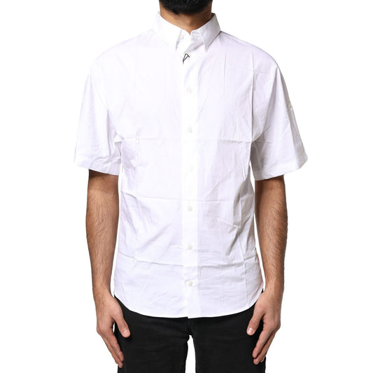 Dolce & Gabbana White Cotton Button Down Casual Men Polo Shirt