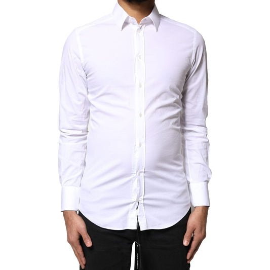 Dolce & Gabbana White GOLD Cotton Long Sleeves Dress Shirt TSH84134-37