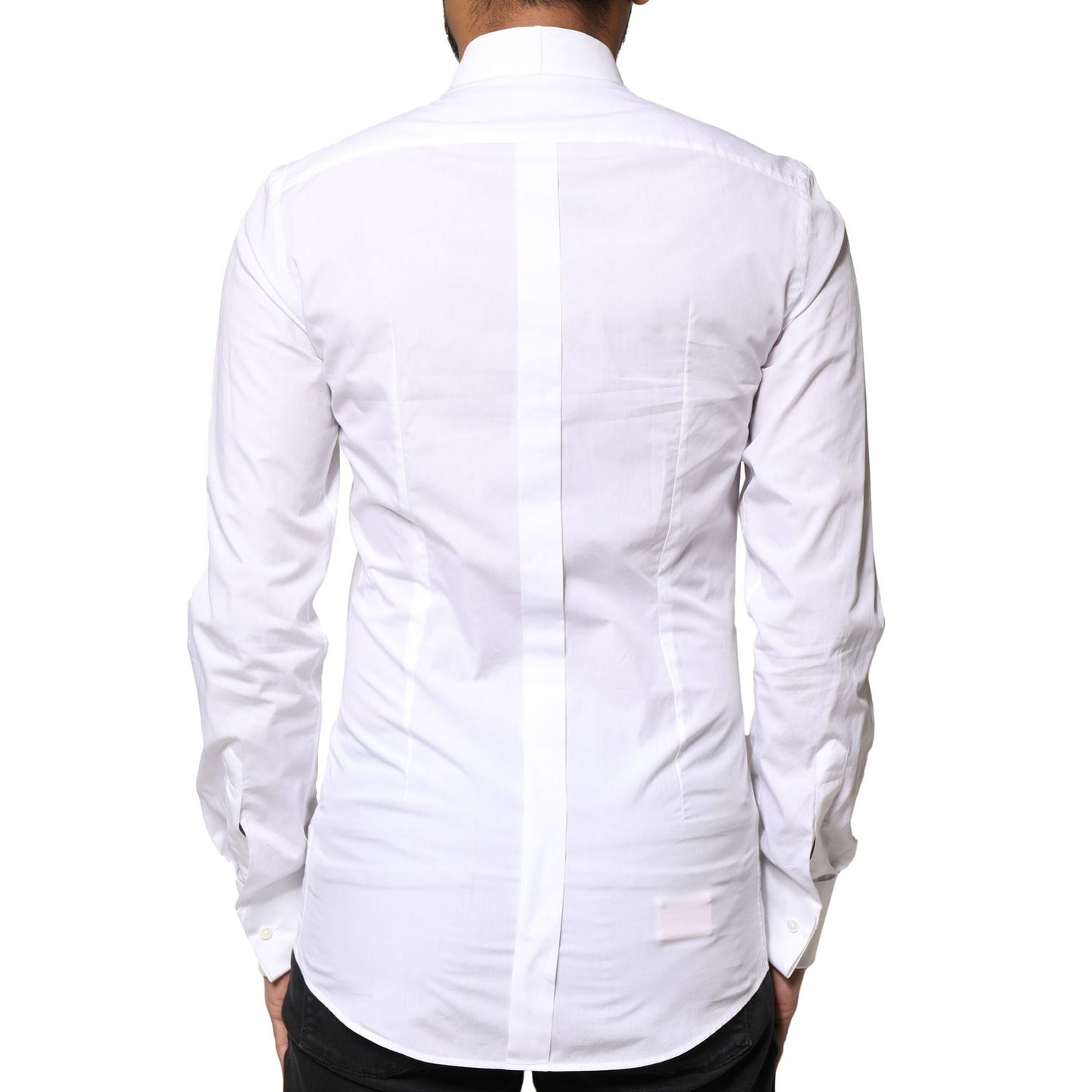 Dolce & Gabbana White GOLD Cotton Poplin Bib Formal Men Dress Shirt