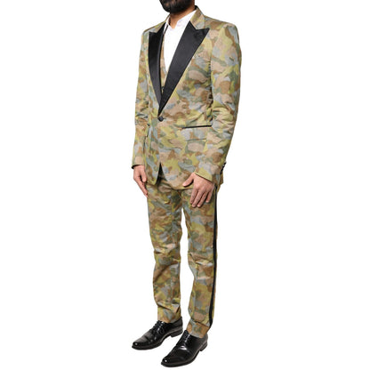 Dolce & Gabbana Multicolor Camouflage SICILIA 3 Piece Suit