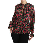Dolce & Gabbana Black Rose Print Floral Shirt Top Blouse TSH3131-36
