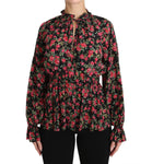 Dolce & Gabbana Black Rose Print Floral Shirt Top Blouse TSH3131-36