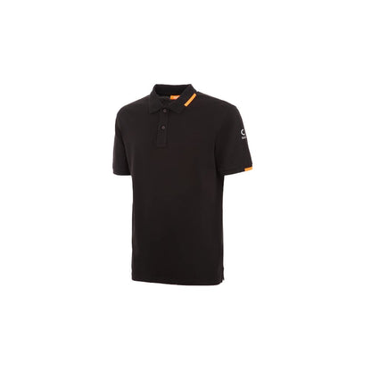 Suns Black Cotton Polo Shirt with ribbed collar and logo on sleeve, featuring a front button closure.