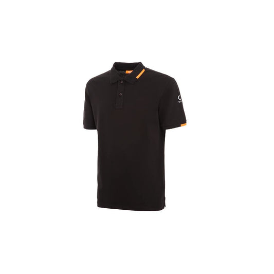 Suns Black Cotton Polo Shirt with ribbed collar and logo on left sleeve, featuring front button closure, perfect for casual wear.