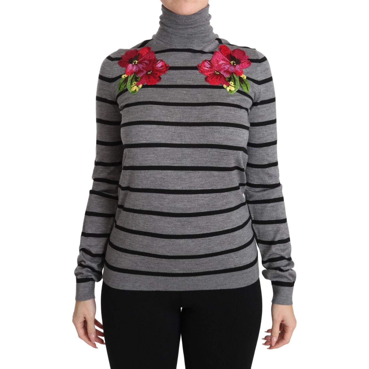 Dolce & Gabbana Gray Cashmere Silk Turtleneck Sweater