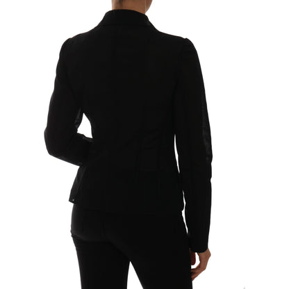 Dolce & Gabbana Black Nylon Net Blazer Jacket