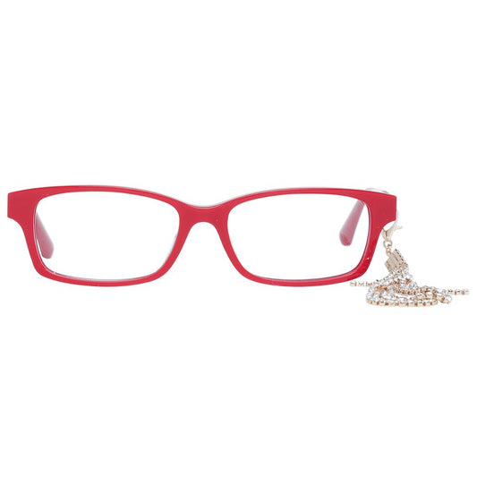 Guess Red Women Glasses Frame in red plastic with rectangle full-rim design, featuring 54-16-140 size and demo lenses; includes branded case.