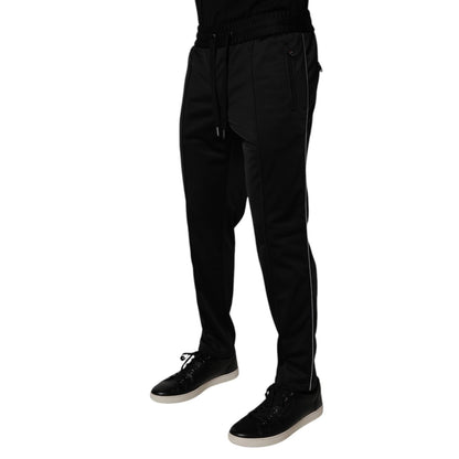 Dolce & Gabbana Black Polyester Men Jogger Sweatpants Pants