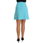 Dolce & Gabbana Elegant Light Blue Wool Pleated Mini Skirt Dolce & Gabbana Medium Aquamarine