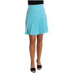 Dolce & Gabbana Elegant Light Blue Wool Pleated Mini Skirt Dolce & Gabbana Medium Aquamarine