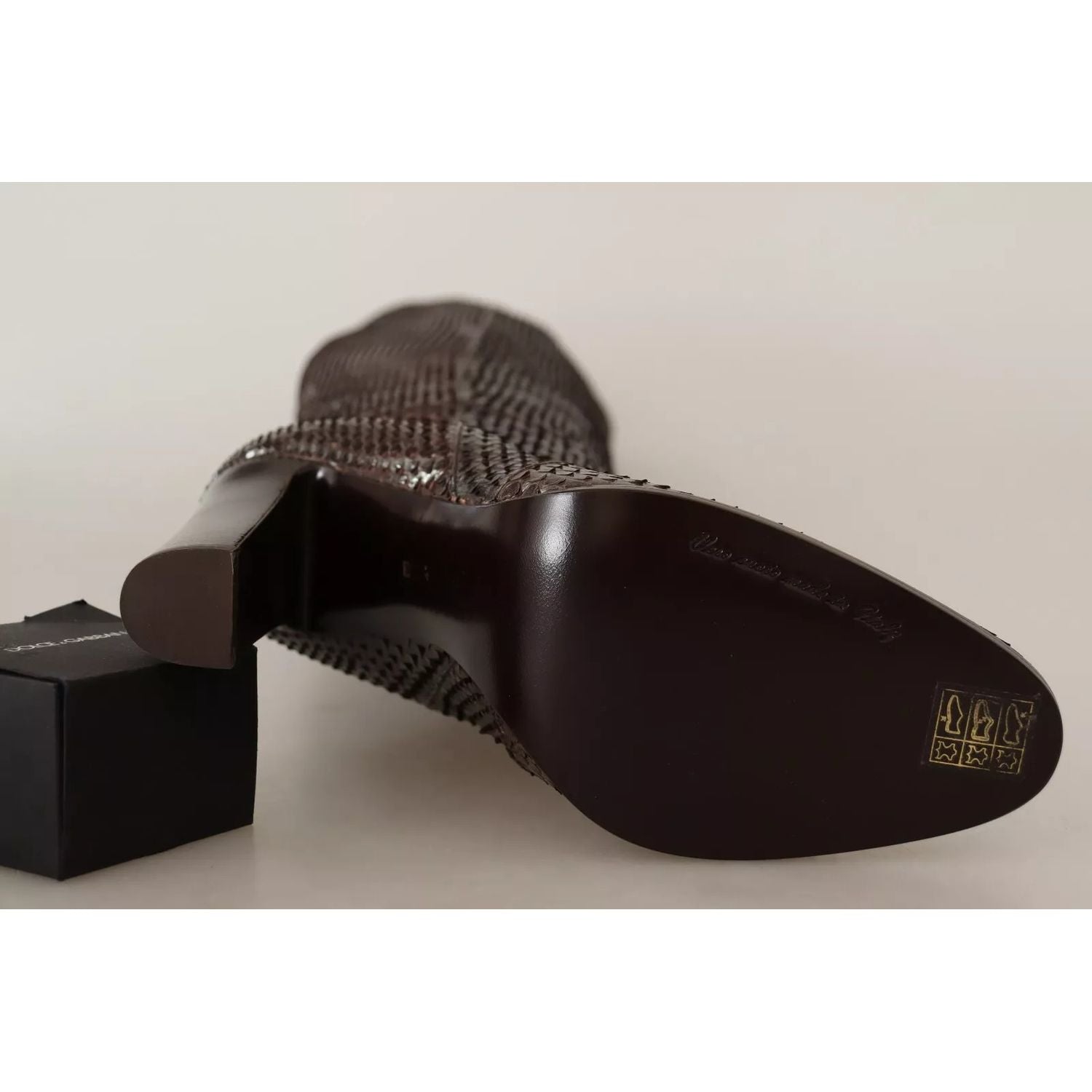 Dolce & Gabbana Brown Exotic Leather Heels High Boots Shoes