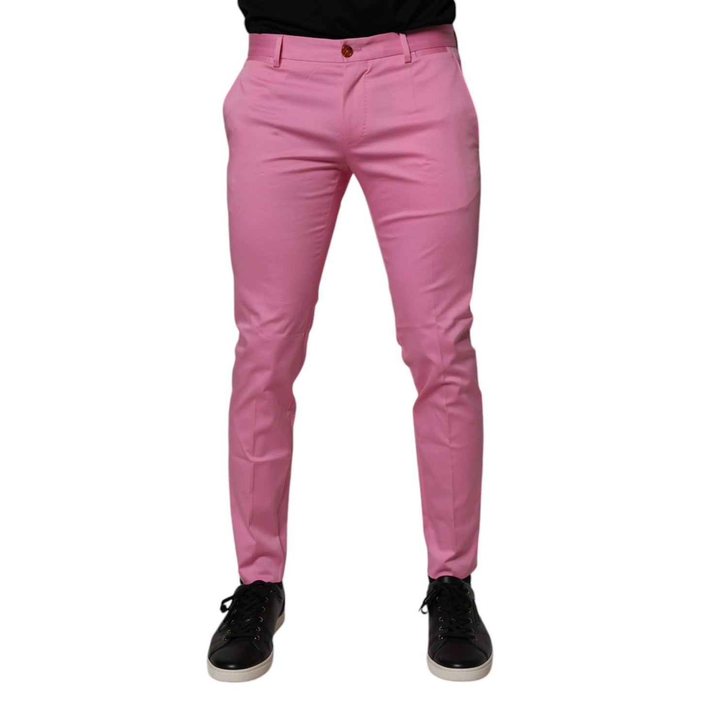 Dolce & Gabbana Pink Cotton Slim Fit Men Dress Formal Pants