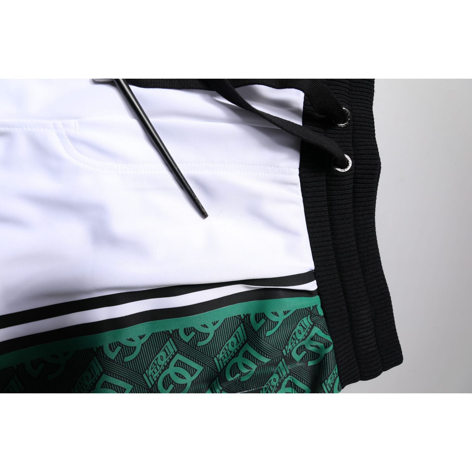 Dolce & Gabbana White Green Men Jersey Sweatshorts Shorts