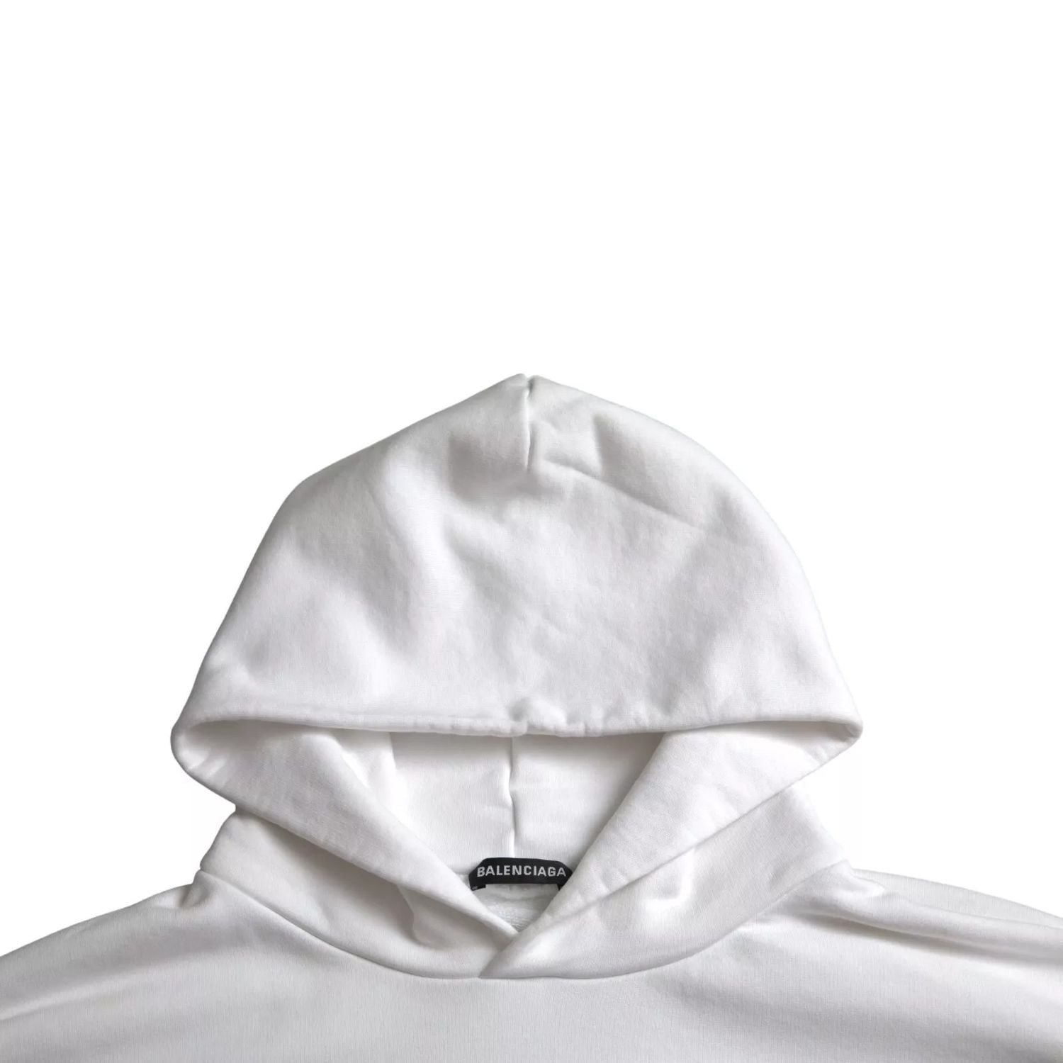 Balenciaga White Cotton Logo Hooded Pullover Oversize Sweater