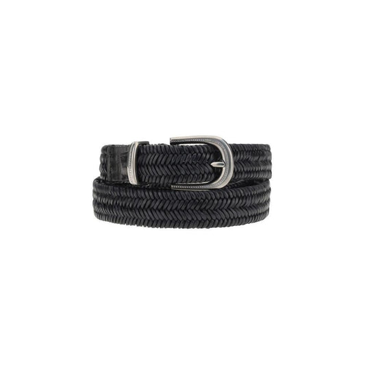 Brunello Cucinelli Braided stretch leather Belt BR-M0NAPC228CNERO-L