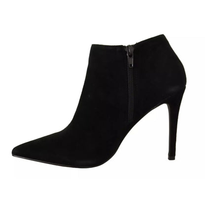 Steve Madden Black Suede Leather Stiletto Heels Boots Shoes