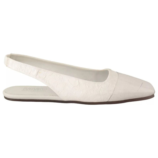 Maison Margiela White Leather Slingback Slip On Flats Shoes LA9540-37