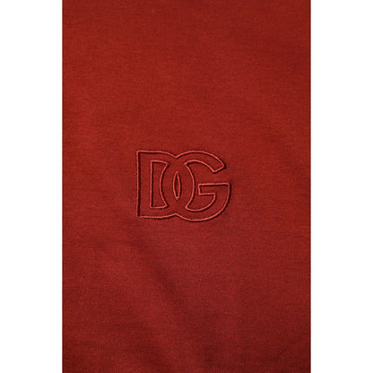 Dolce & Gabbana Red Cotton DG Logo Collared Men Polo T-shirt
