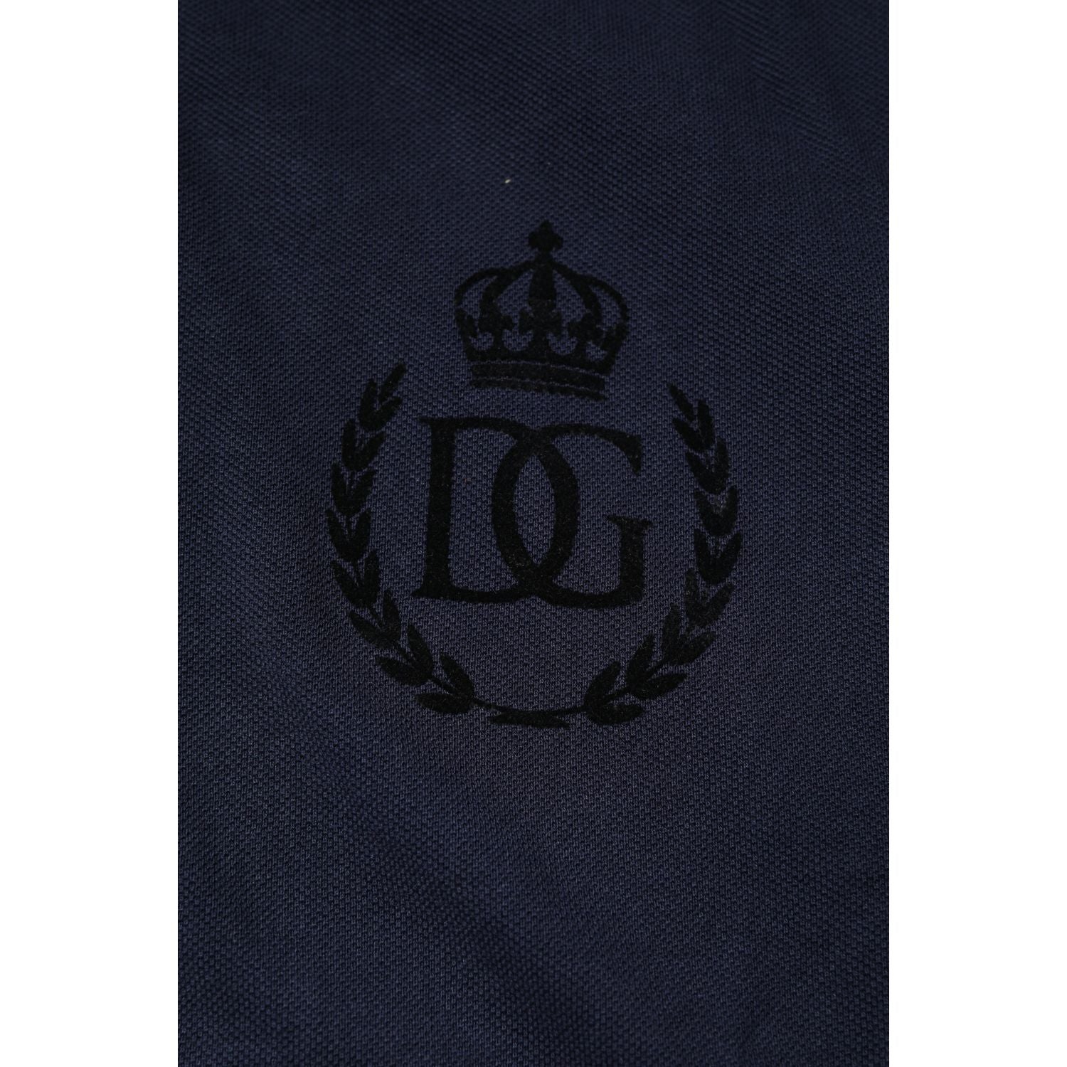 Dolce & Gabbana Dark Blue Cotton Crown Collared Polo T-shirt