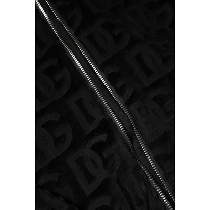 Dolce & Gabbana Black Logo Monogram Full Zip Bomber Jacket