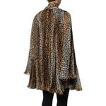 Dolce & Gabbana Brown Leopard Print Scarf Collared Chiffon Dress DR81635-38