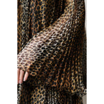 Dolce & Gabbana Brown Leopard Print Scarf Collared Chiffon Dress DR81635-38