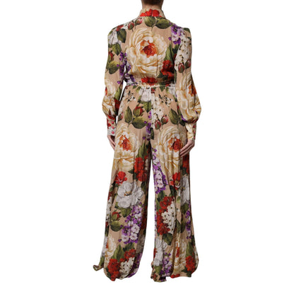 Dolce & Gabbana Multicolor Floral Wide Leg Jumpsuit Dress