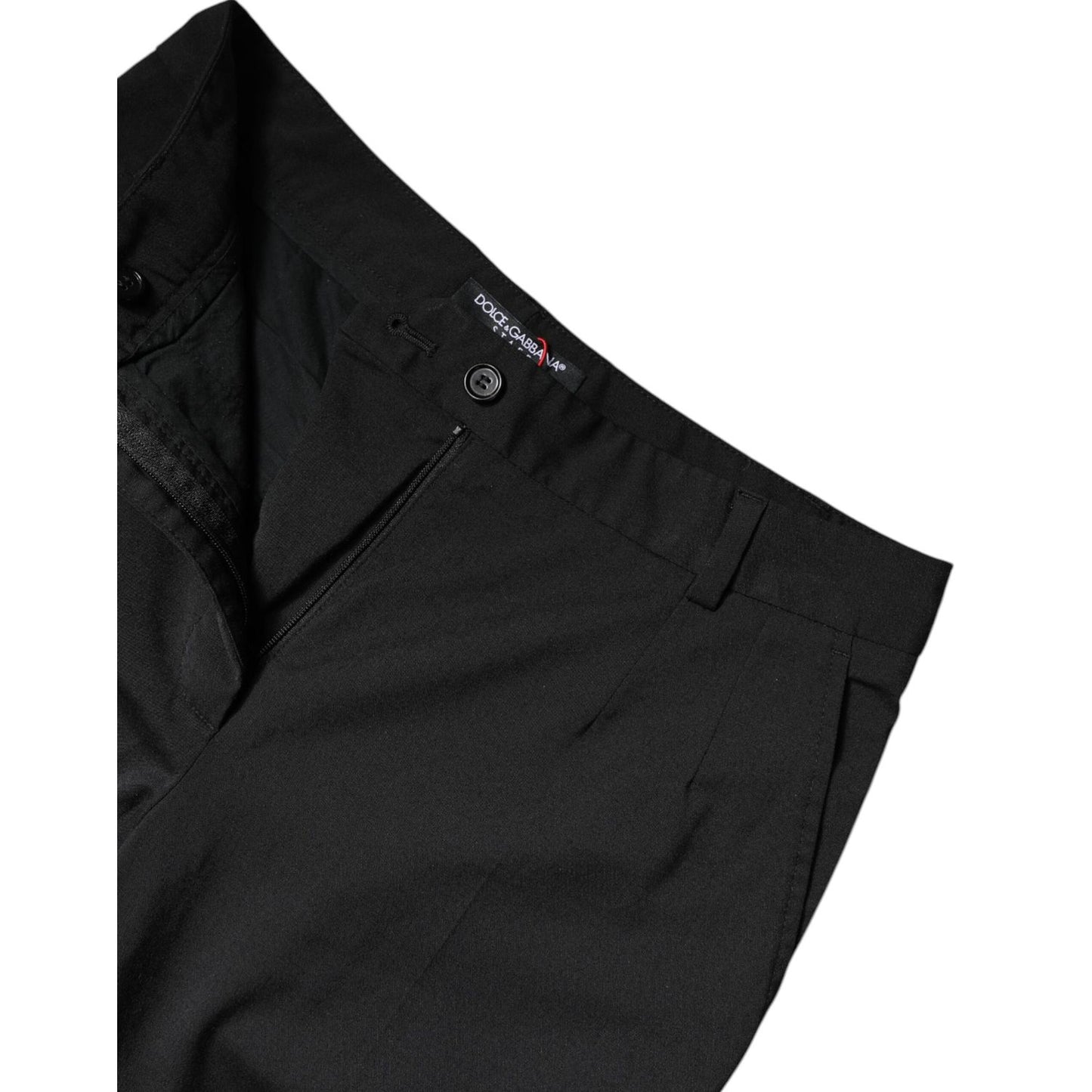 Dolce & Gabbana Black Polyester High Waist Slim Pants