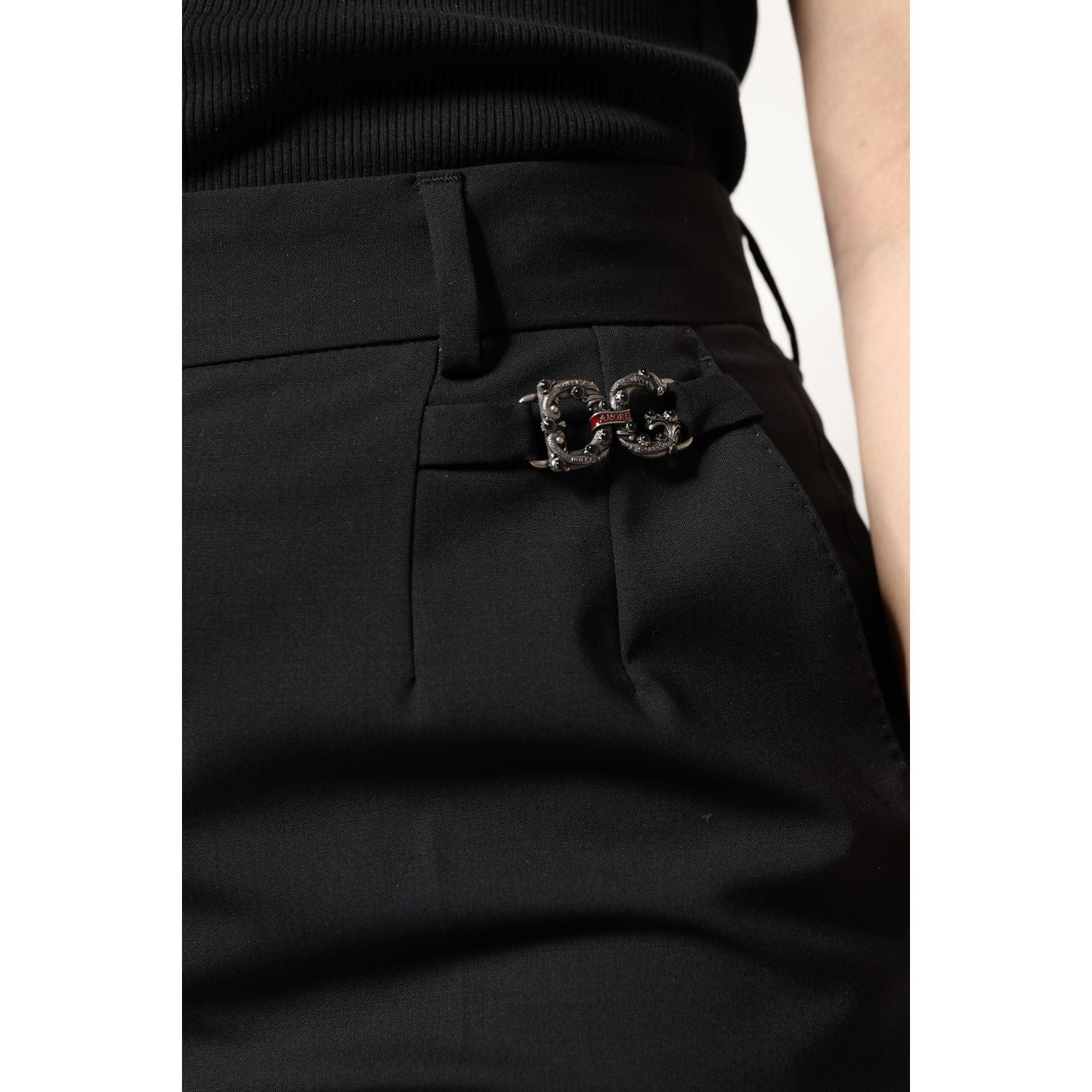 Dolce & Gabbana Black Polyester High Waist Dress Pants