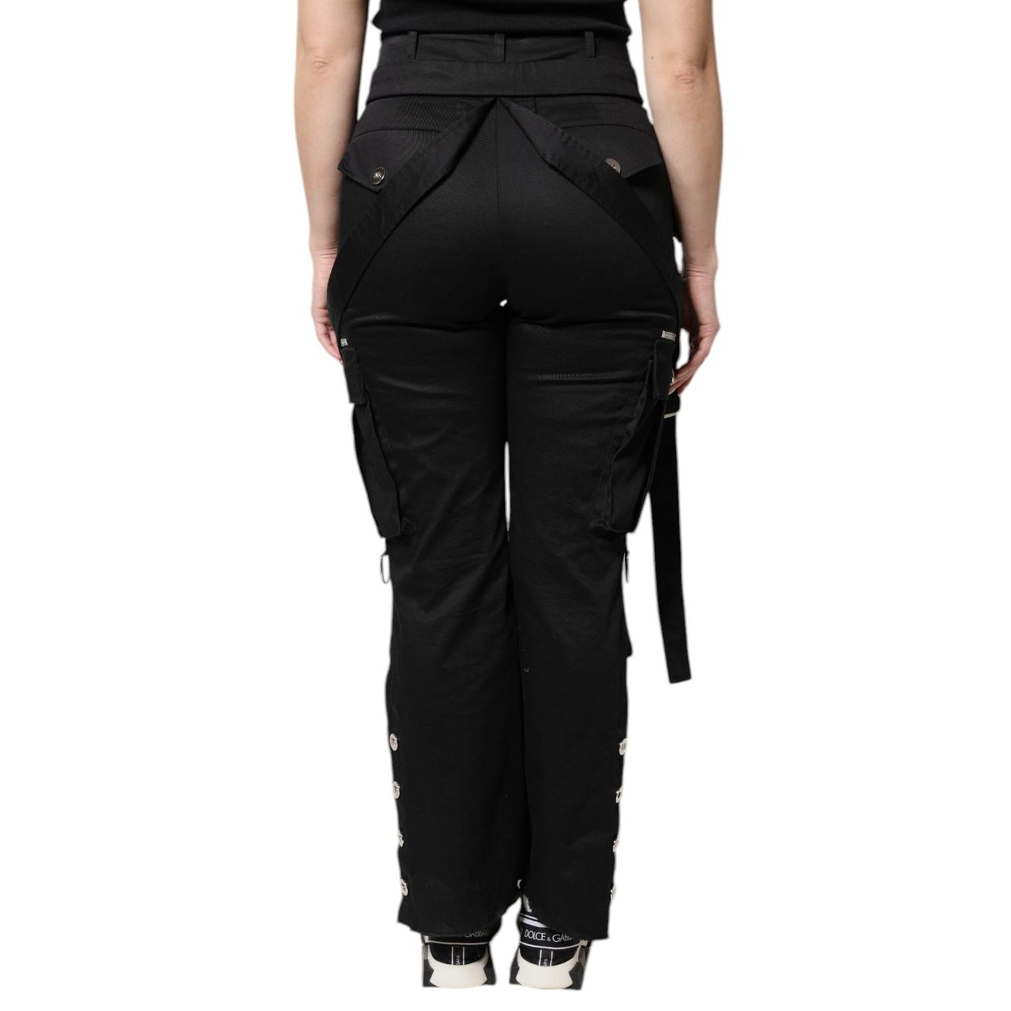 Dolce & Gabbana Black Cotton High Waist Cargo Pants