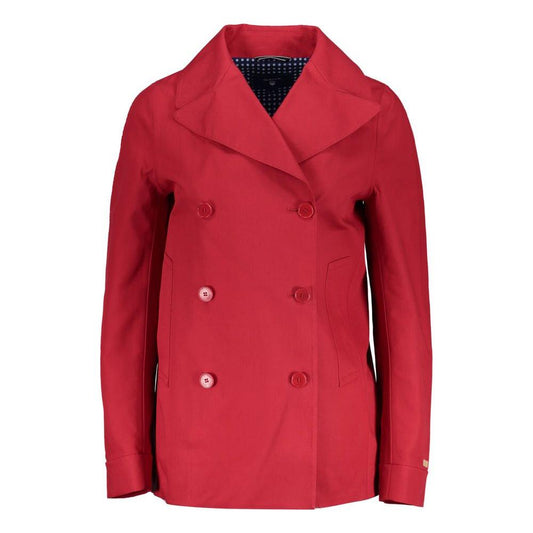 Gant Red Cotton Women Jacket Gant Firebrick