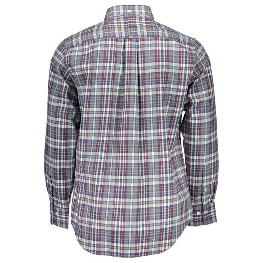 Gant Blue Cotton Men Shirt Gant Light Slate Gray