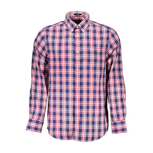 Gant Blue Cotton Men Shirt Gant Rosy Brown