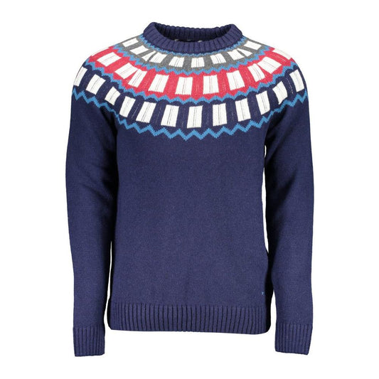 Gant Blue Wool Men Sweater Gant Dark Slate Gray
