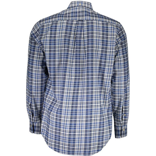 Gant Blue Cotton Men Shirt Gant Light Slate Gray