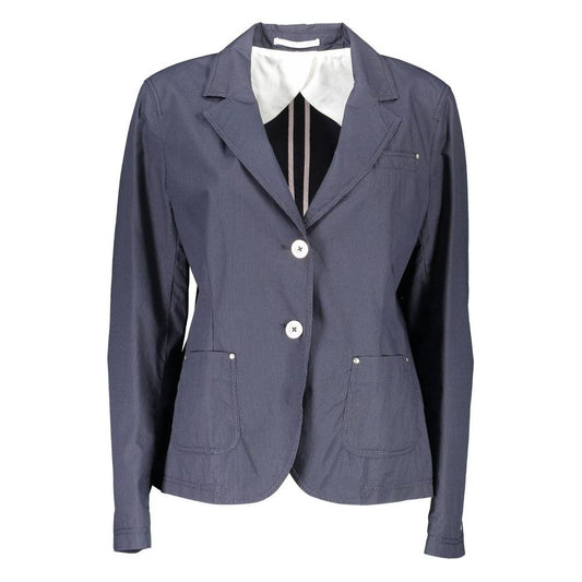 Gant Blue Cotton Women Jacket Gant Dim Gray