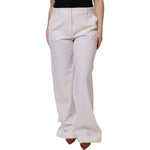 Dolce & Gabbana White Wool Mid Waist Wide Leg Pants PAN76146-46