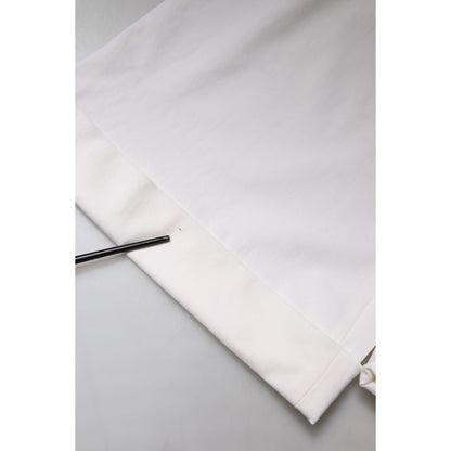 Dolce & Gabbana White Wool Mid Waist Wide Leg Pants