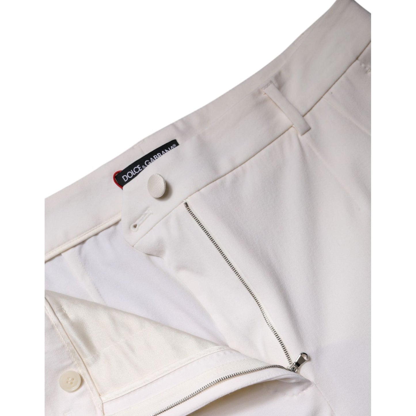 Dolce & Gabbana White Wool Mid Waist Wide Leg Pants PAN76146-46