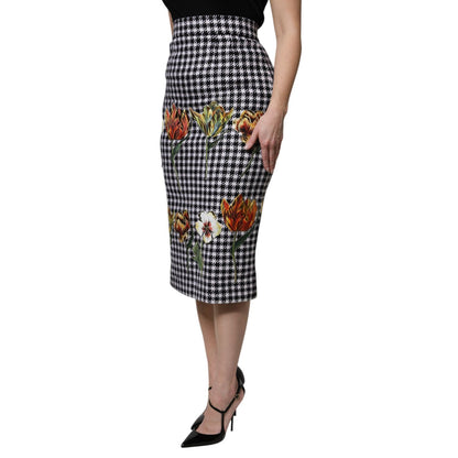 Dolce & Gabbana Multicolor Floral Print High Waist Pencil Cut Skirt