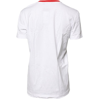Dolce & Gabbana White Graphic Print Cotton Crew Neck T-shirt