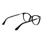 Guess Black Women Glasses Frame, full-rim round style, black plastic material, demo lenses, includes branded case.