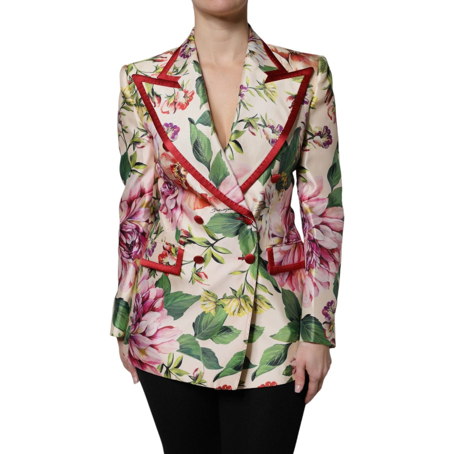 Dolce & Gabbana Multicolor Floral Double Breasted Jacket