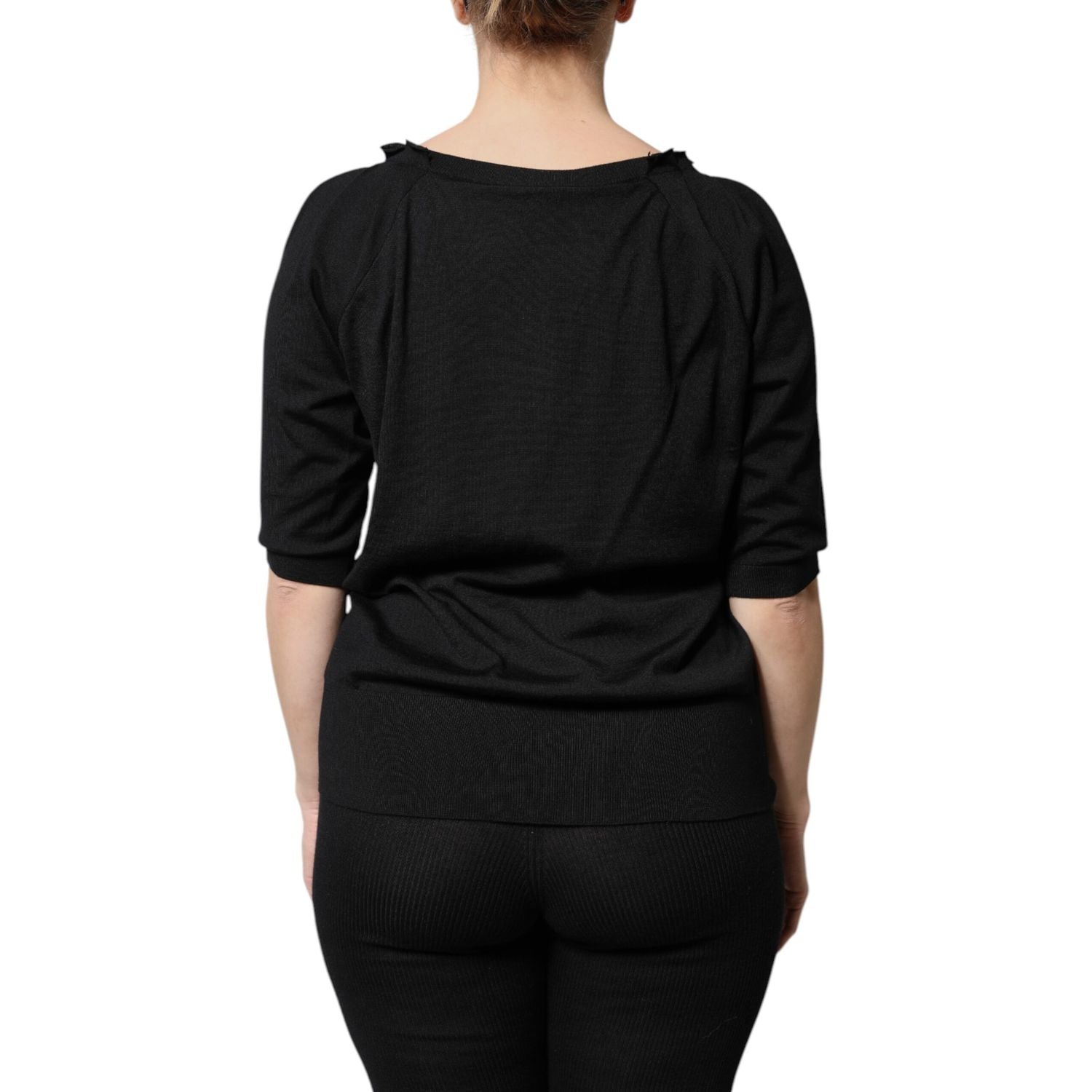 Dolce & Gabbana Black Button Down Short Sleeve Blouse Top