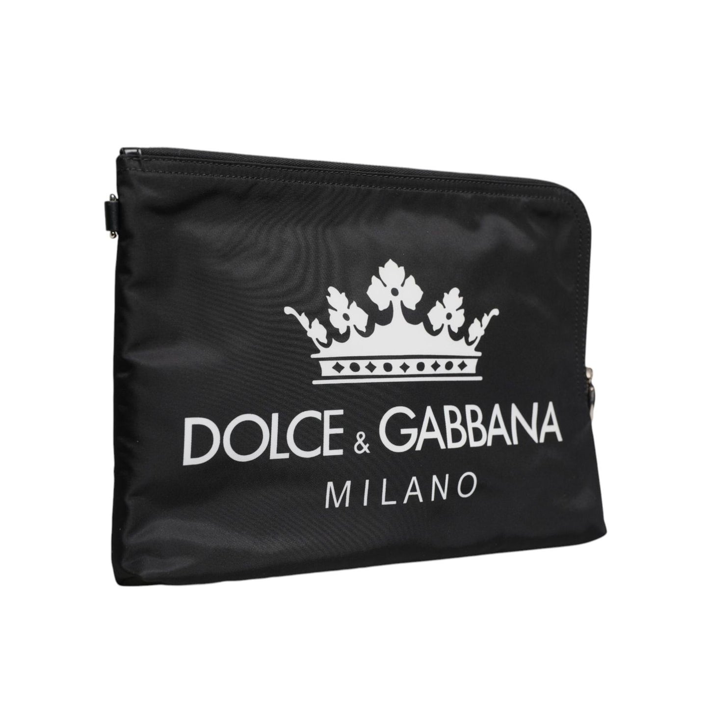 Dolce & Gabbana Black DG Milano Print Nylon Pouch Clutch Bag