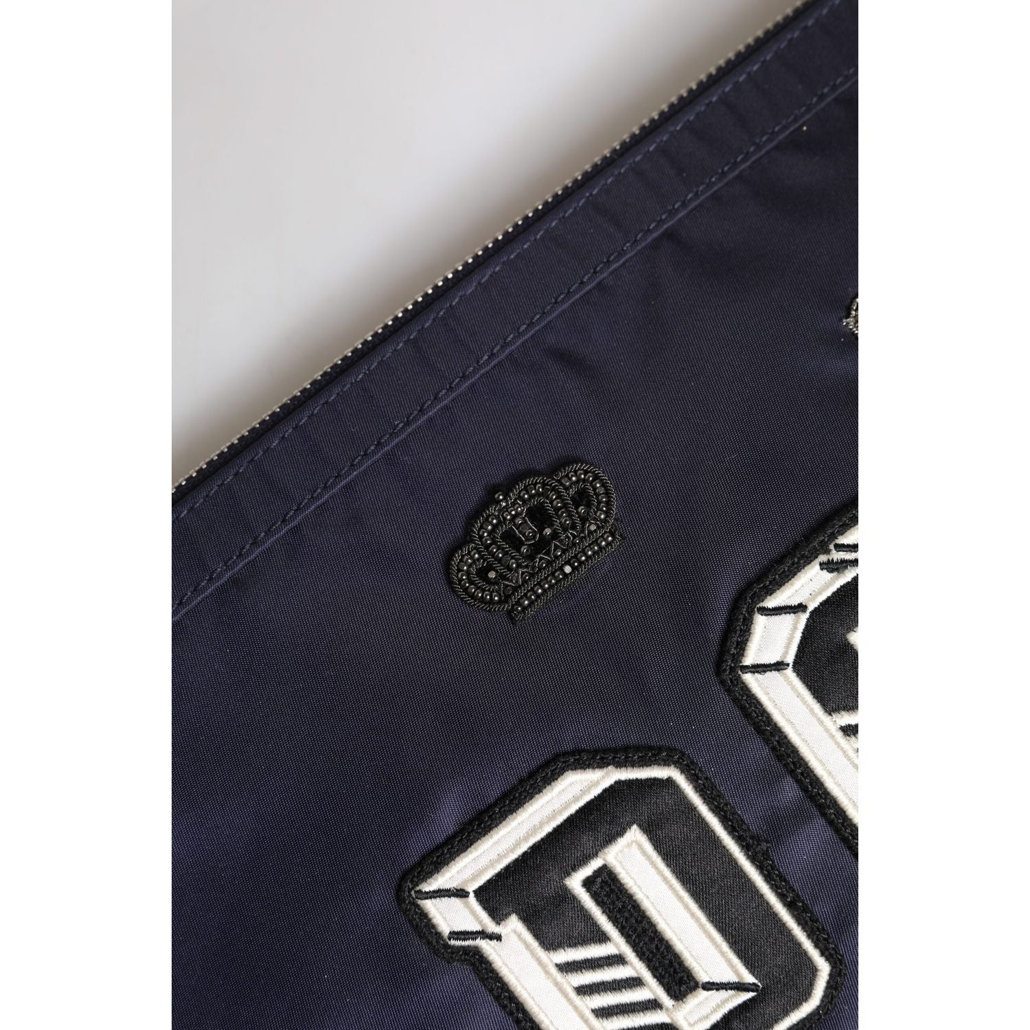 Dolce & Gabbana Blue DG Logo Patch Embellished Pouch Clutch Bag