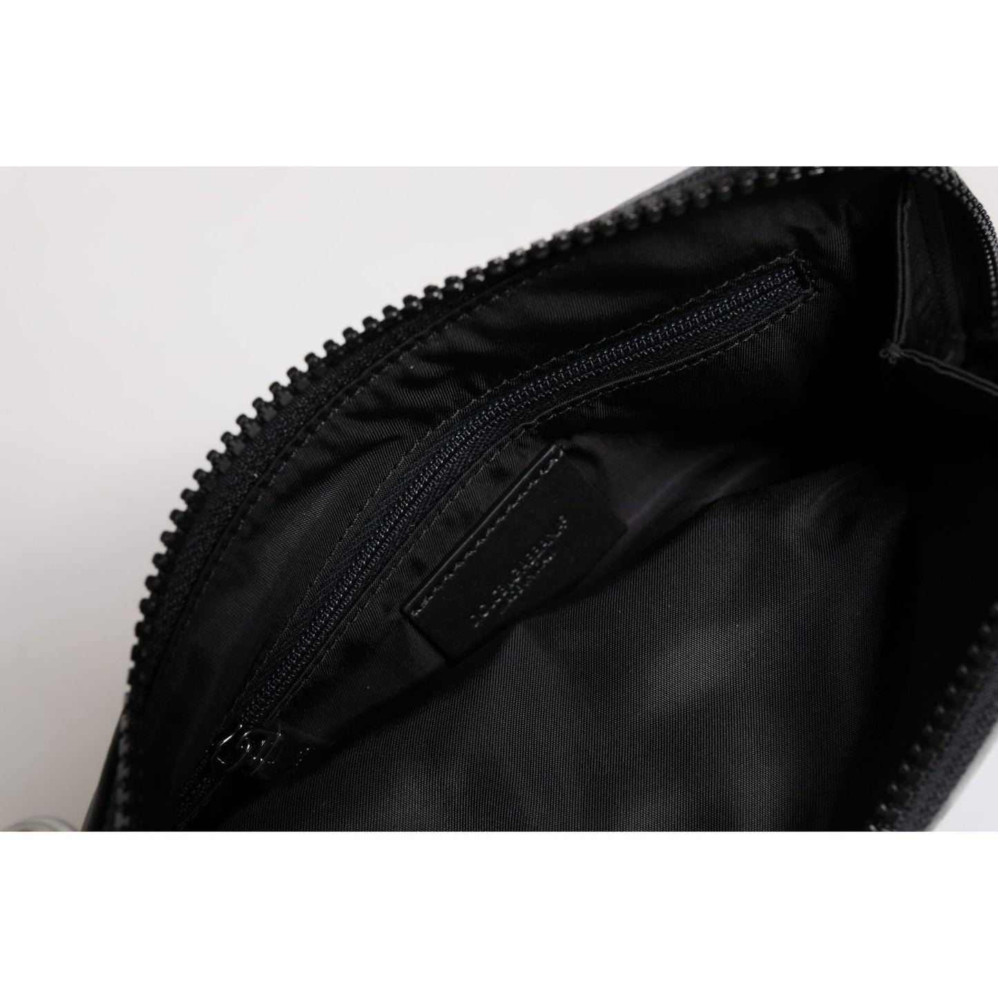 Dolce & Gabbana Black Gray Camouflage Logo Plaque Keyring Pouch Bag