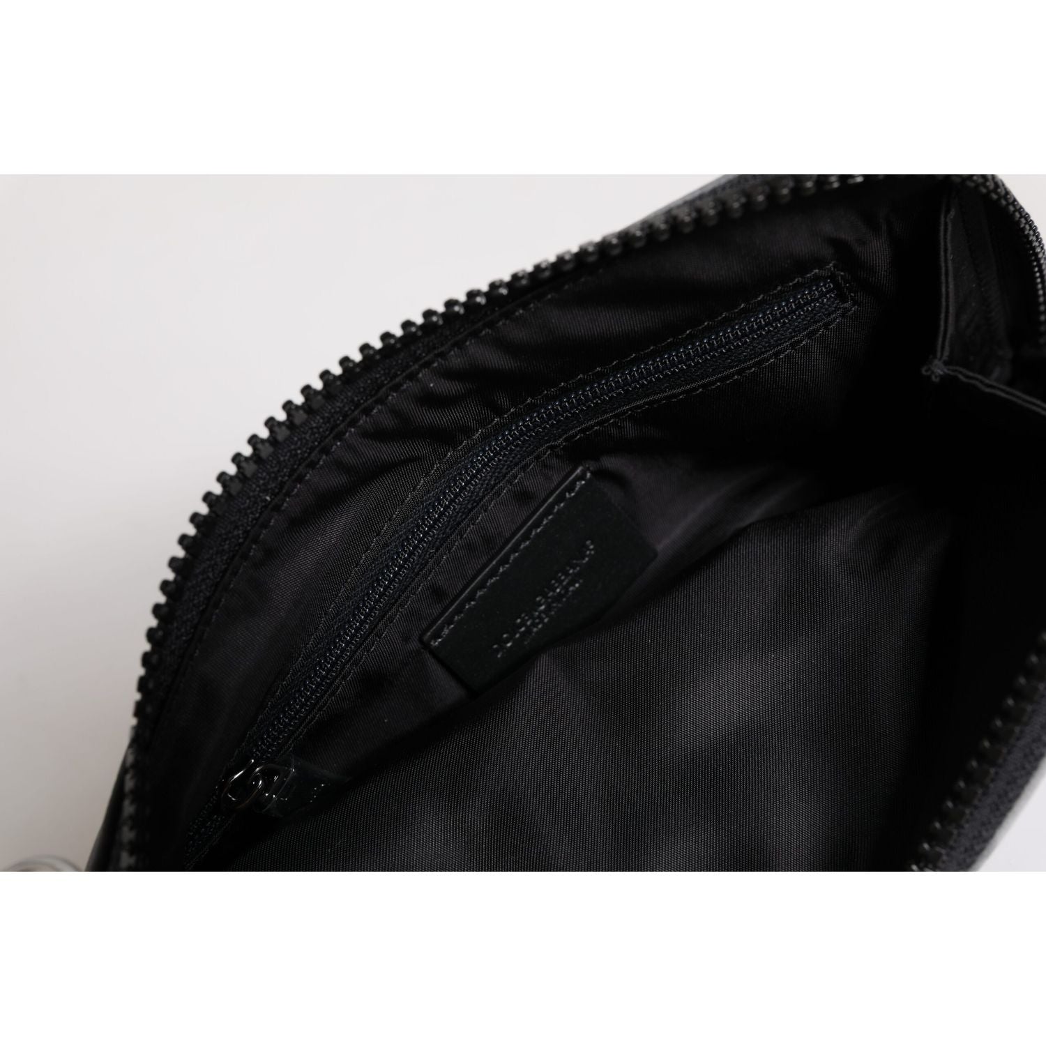 Dolce & Gabbana Black Gray Camouflage Logo Plaque Keyring Pouch Bag