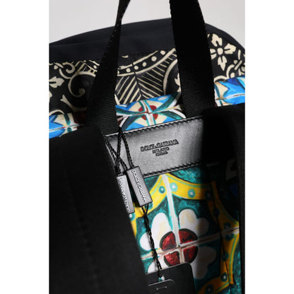 Dolce & Gabbana Multicolor Maiolica Print Nylon Backpack Bag